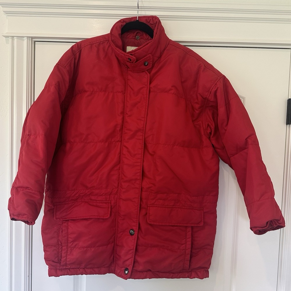 Vintage Goosedown Red Eddie Bauer Jacket Parka Coat Womens Large L READ